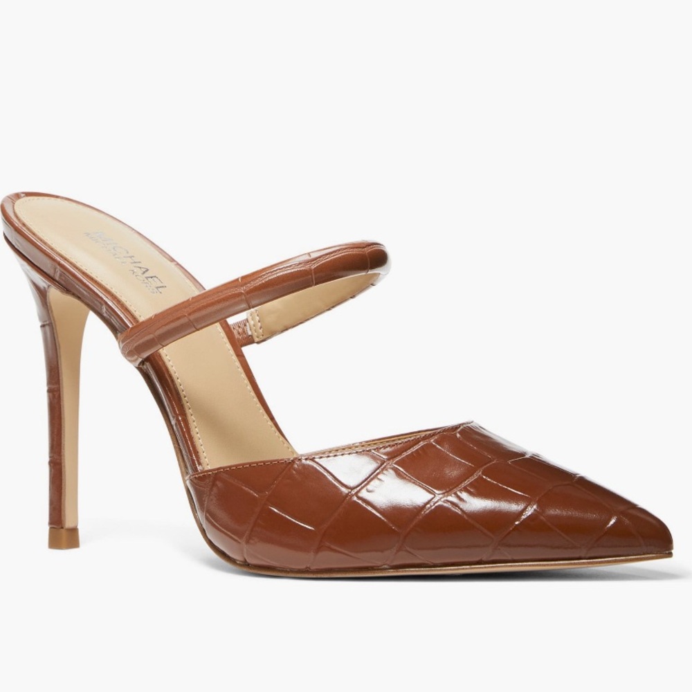 Michael Kors Tan Croc-Embossed Heels